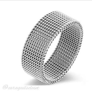Stainless Steel Wire Mesh Ring Size 6 Women's Jewelry